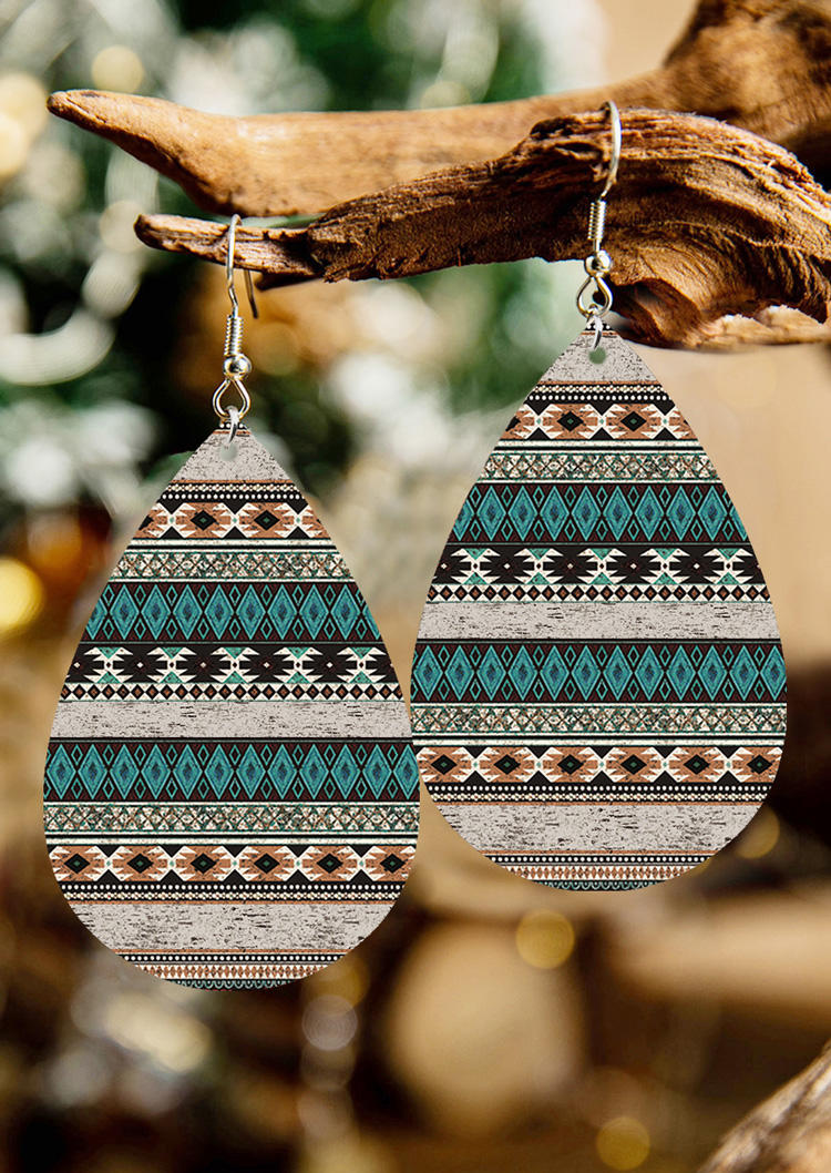 

Aztec Geometric PU Leather Earrings, Multicolor, SCM011571