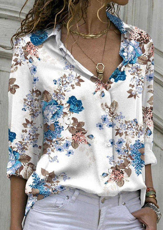 

Floral Button Turn-Down Collar Shirt, Multicolor, SCM011809