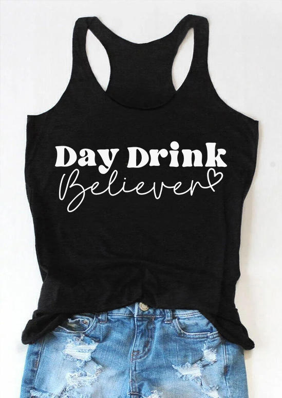 Day Drink Believer Racerback Tank - Black