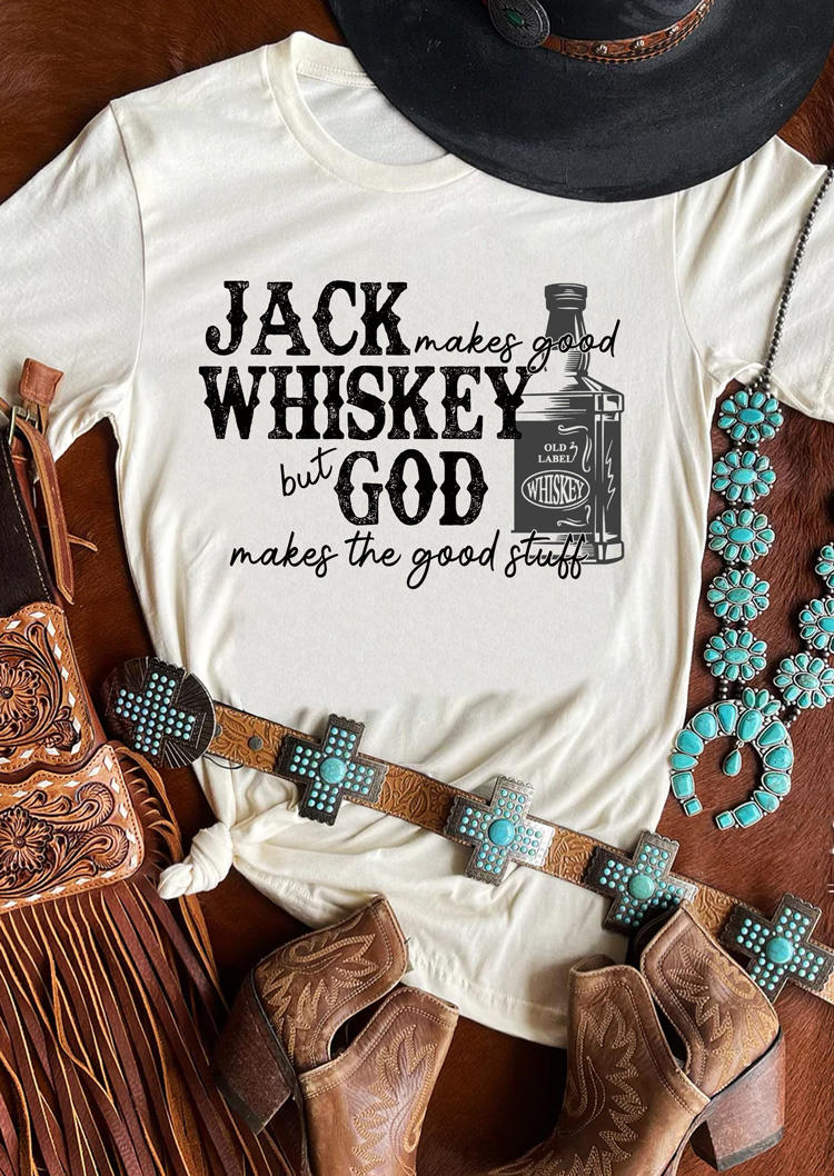 

Jack Makes Good Whiskey, But God Makes The Good Stuff T-Shirt Tee - White, SCM011877