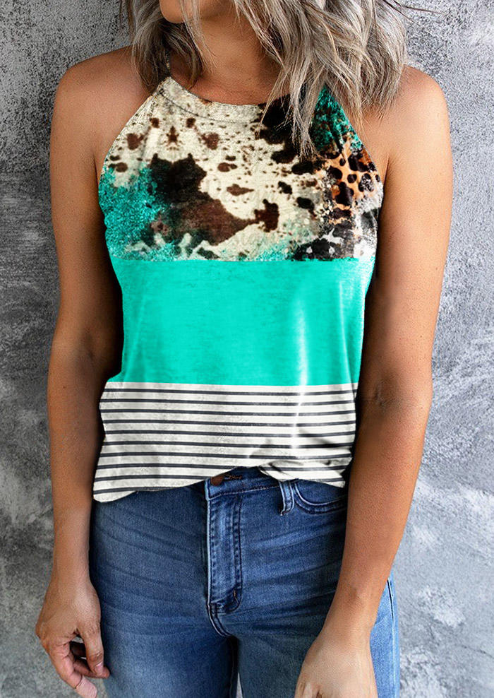 

Striped Cow Color Block Halter Camisole, Multicolor, SCM011758