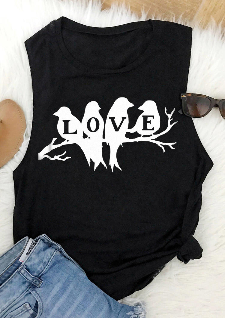 

Valentine Love Birds O-Neck Tank - Black, SCM011974