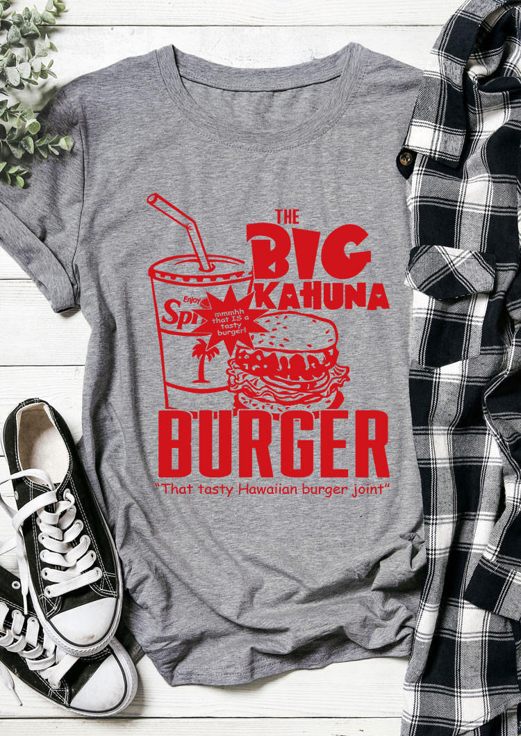

The Big Kahuna Burger Hamburger T-Shirt Tee - Gray, SCM012017