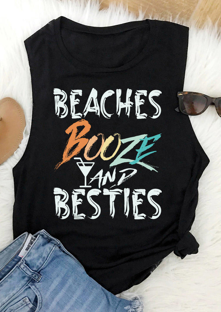 

Beaches Booze And Besties O-Neck Tank, Black, SCM012029