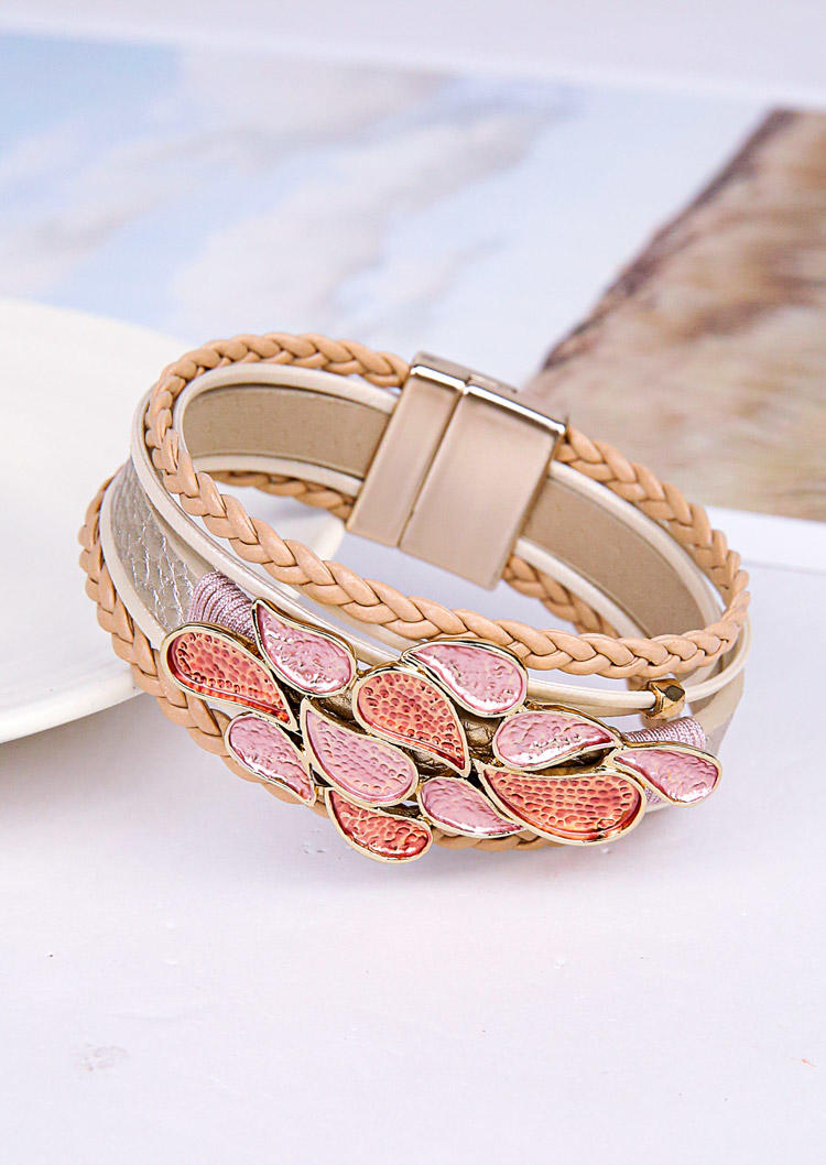 

Dripping Oil Water Drop Multi-Layered Magnet Buckle Bracelet, Pink, SCM011780