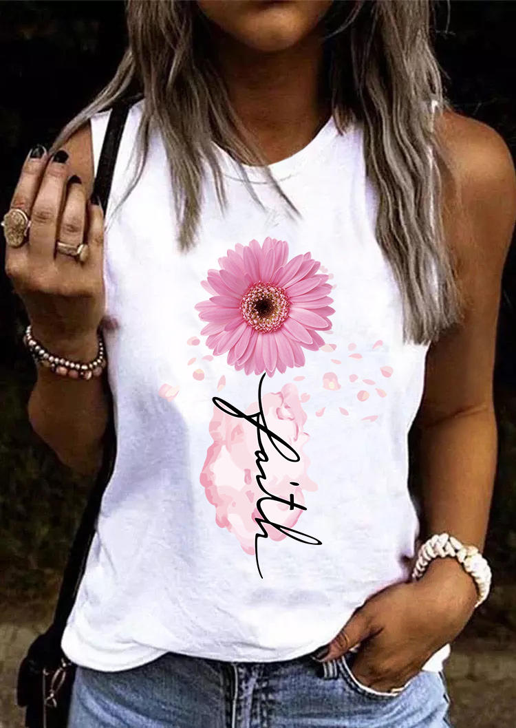 

Faith Daisy O-Neck Tank - White, SCM011621