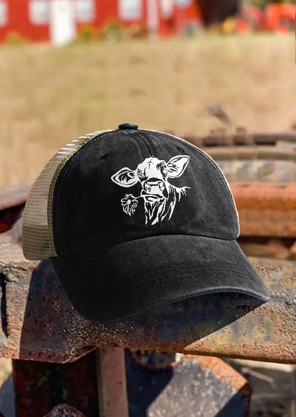 

Cattle Floral Hollow Out Baseball Cap - Black, SCM011639