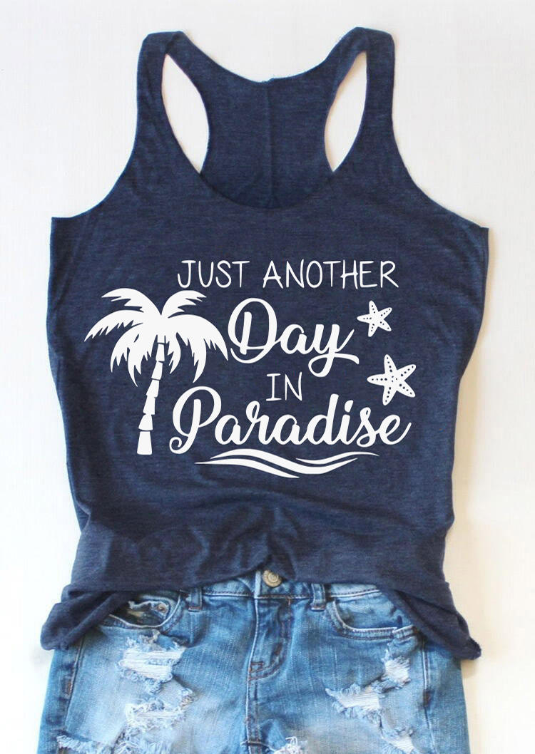 

Just Another Day In Paradise Coconut Tree Racerback Tank - Navy Blue, SCM012173