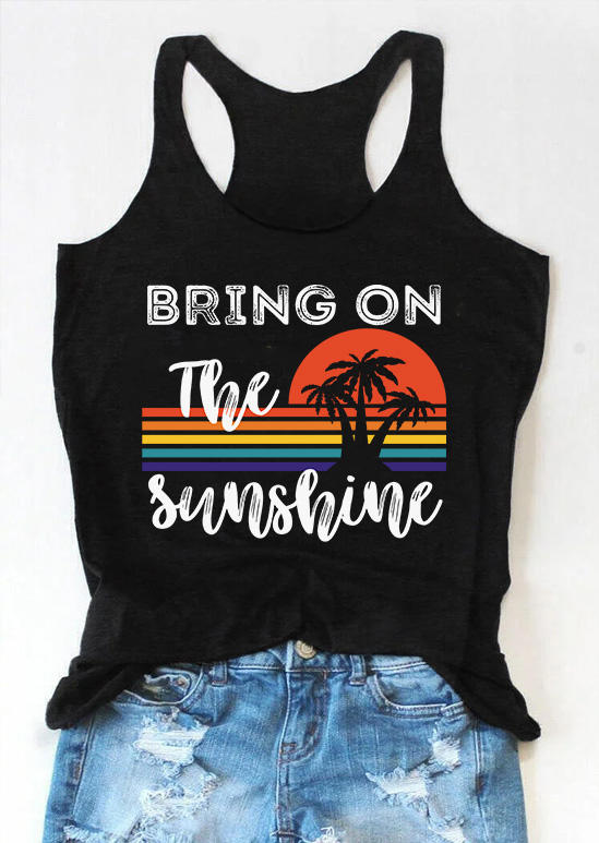 

Bring On The Sunshine Coconut Tree Racerback Tank - Black, SCM012179