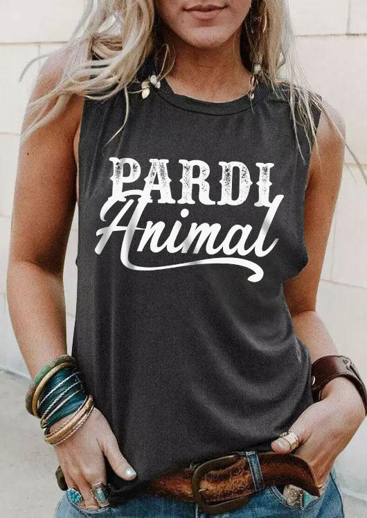 

Pardi Animal O-Neck Tank - Dark Grey, Gray, SCM012189