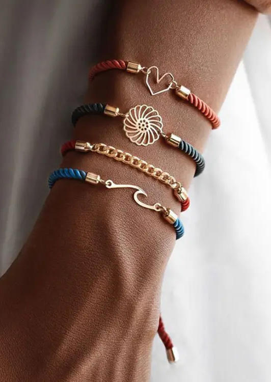 

Heart Hollow Out Bracelet Set, Multicolor, SCM012138