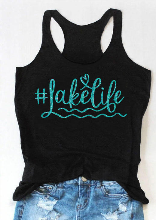 

Lake Life Heart Racerback Tank - Black, SCM012253