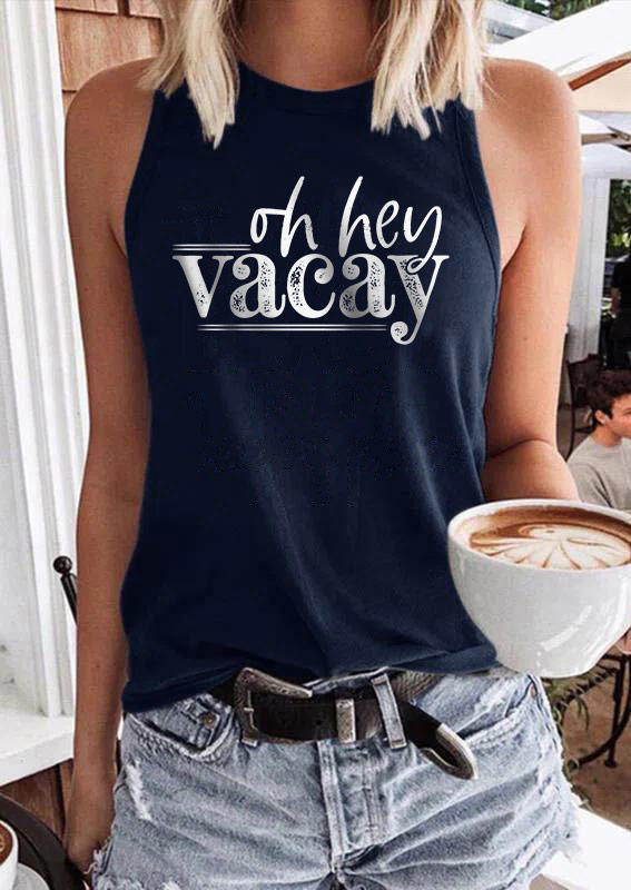 

Oh Hey Vacay O-Neck Tank - Navy Blue, SCM011818