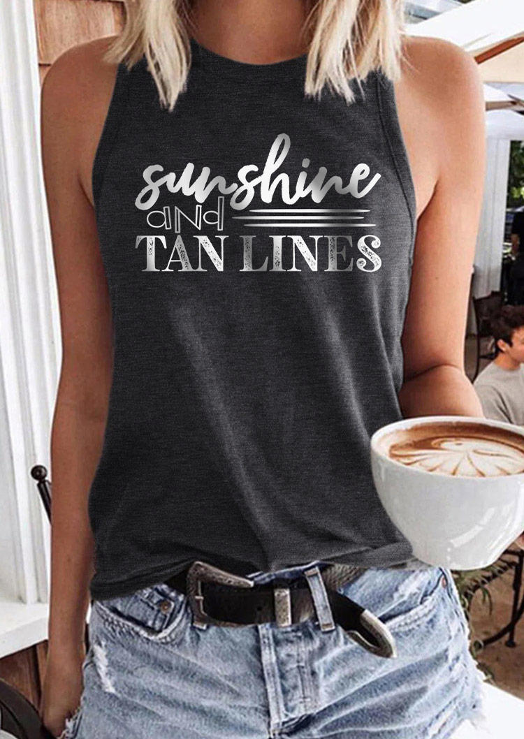 

Sunshine And Tan Lines O-Neck Tank - Dark Grey, Gray, SCM012287