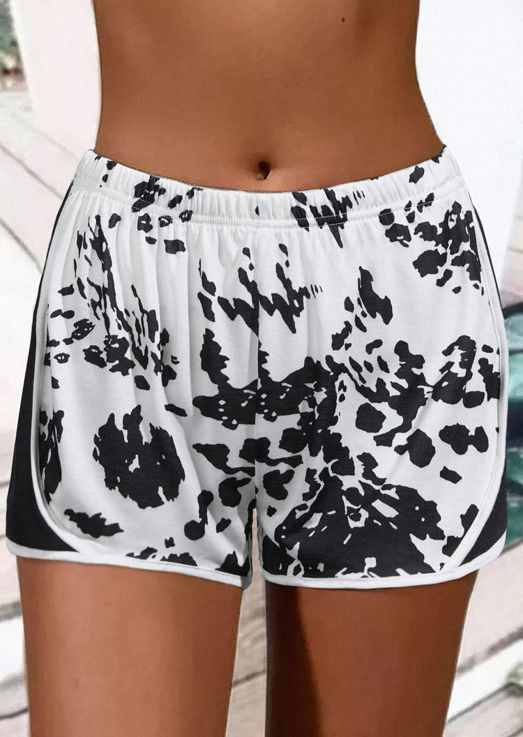 

Cow Casual Elastic Waist Shorts, Multicolor, SCM012246