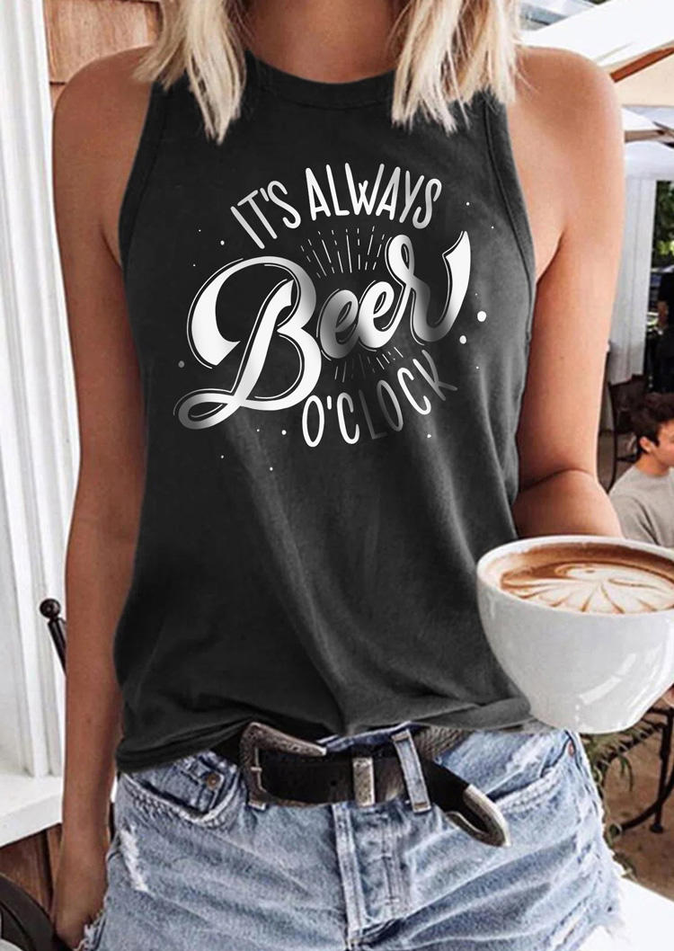 

It's Always Beer O'Clock Tank - Dark Grey, Gray, SCM012305