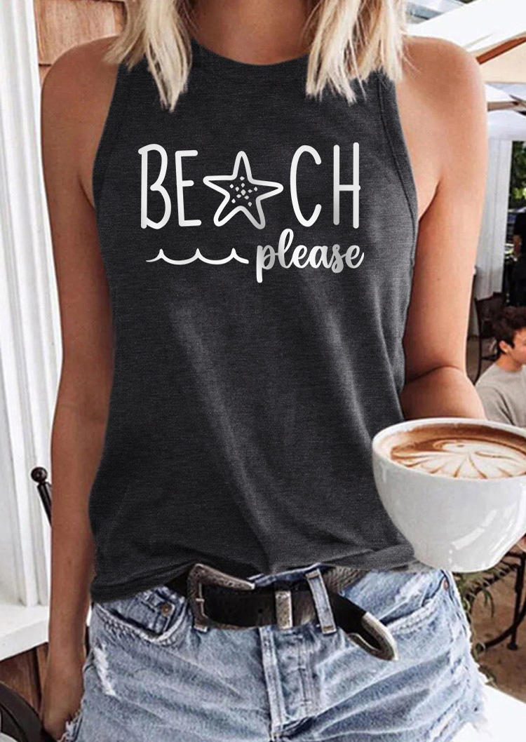 

Beach Please Starfish Racerback Tank - Dark Grey, Gray, SCM012309