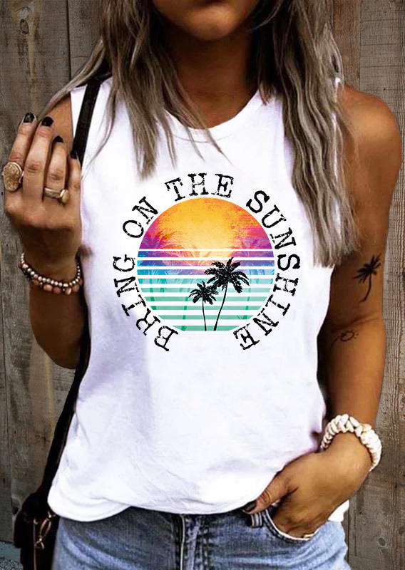 

Bring On The Sunshine Coconut Tree Tank, White, SCM012316