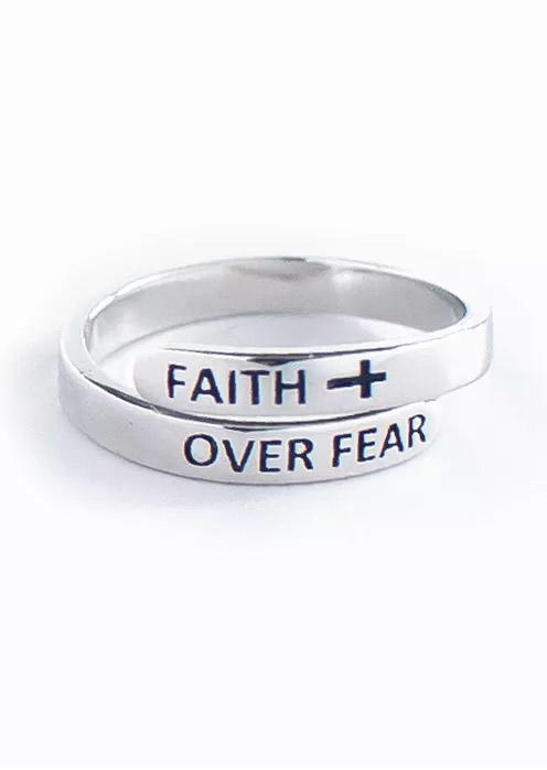 

Faith Over Fear Alloy Ring, Silver, SCM012197