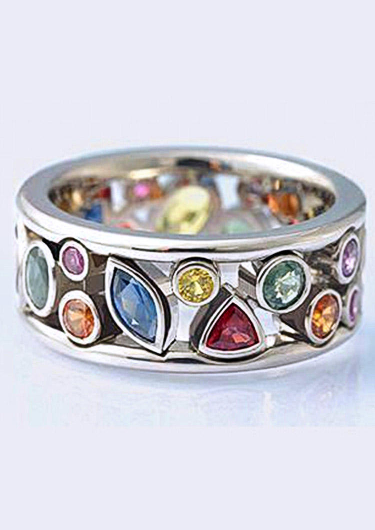 

Colorful Gemstone Hollow Out Ring, Multicolor, SCM012264