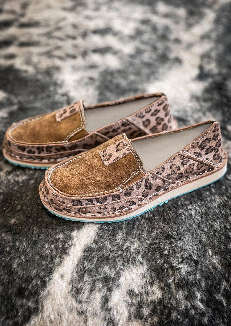Leopard Slip On Round Toe Flat Sneakers