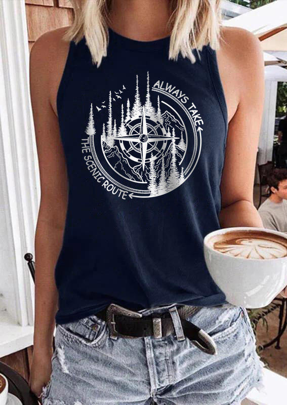 

Always Take The Scenic Route Tank - Navy Blue, SCM012456