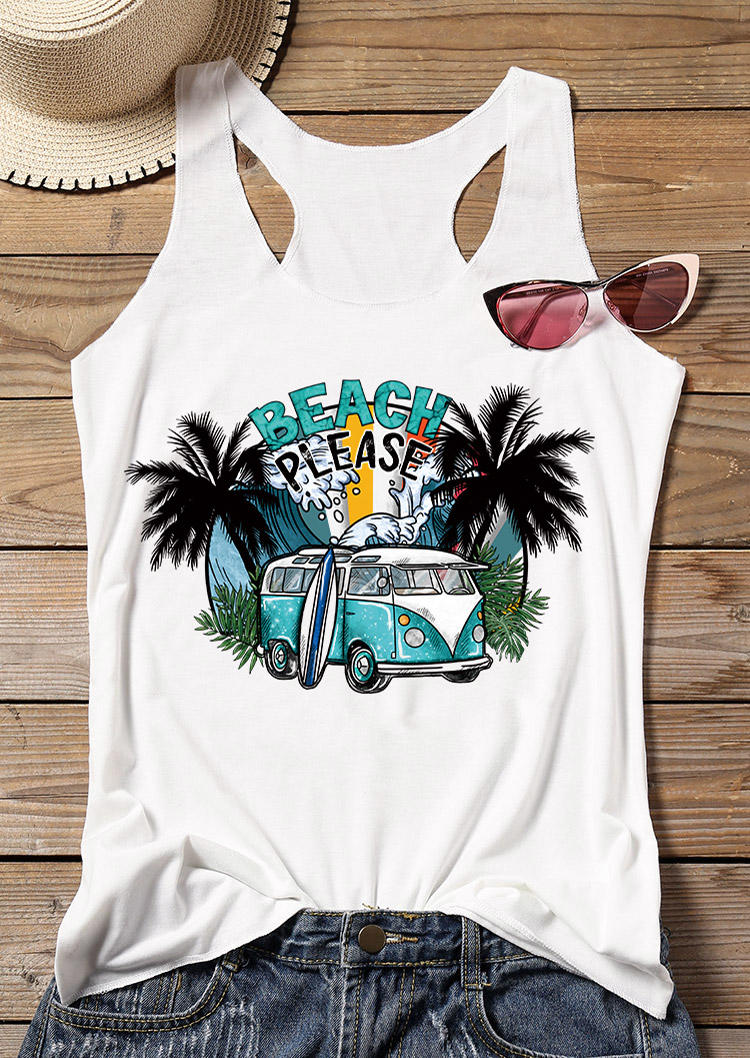 

Beach Please Coconut Tree Tank - White, SCM012467