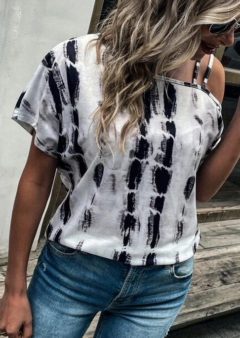 Tie Dye One Sided Cold Shoulder Blouse