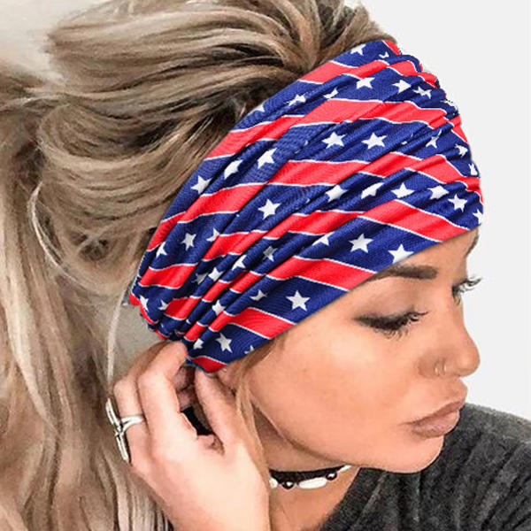 American Flag Star Yoga Wide Headband