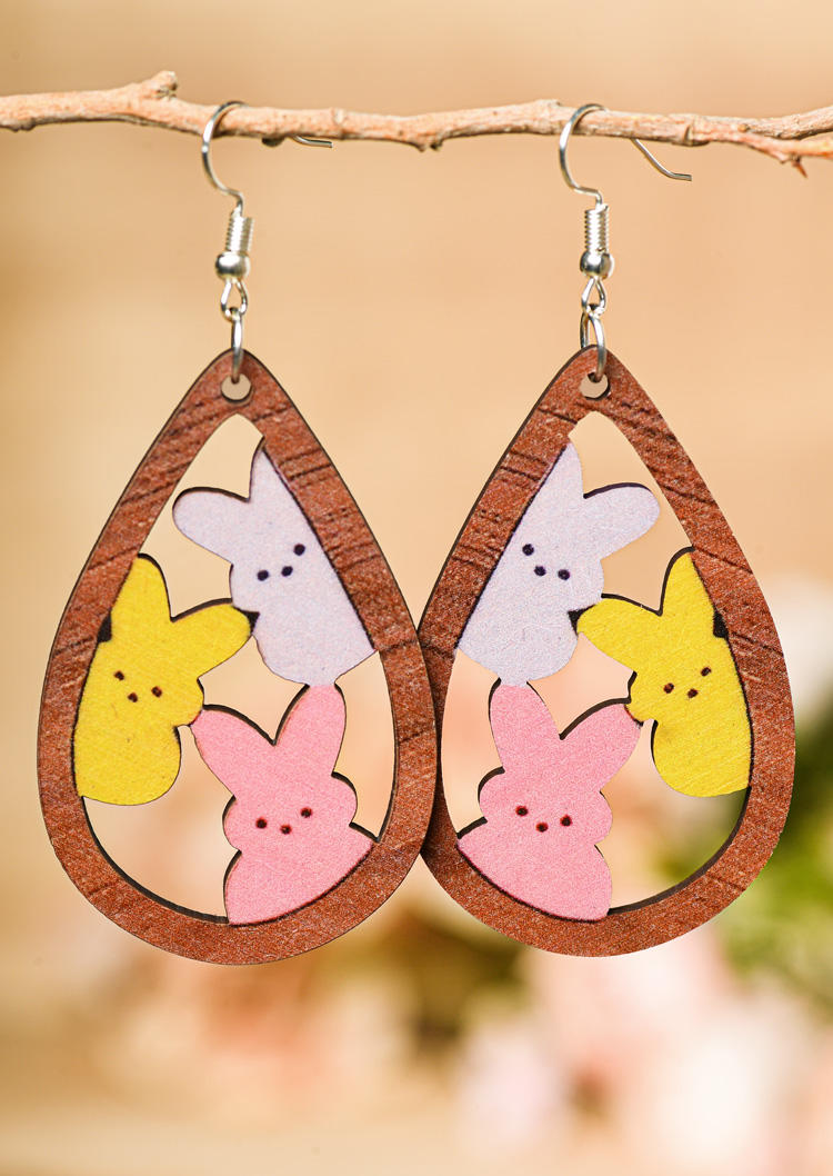 

Easter Rabbit Hollow Out Water Drop Earrings, Multicolor, SCM012388