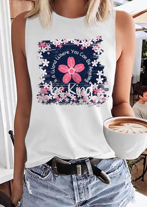 

Be Kind In A World Where You Can Be Anything Cherry Blossoms Tank - White, SCM012591