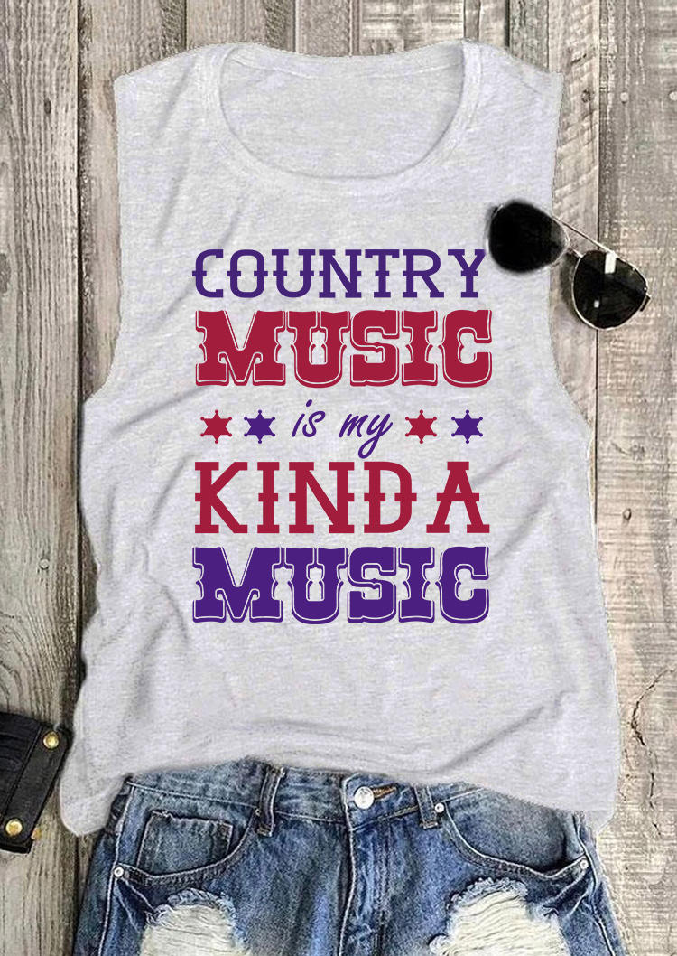 Country Music Is My Kinda Music O-Neck Tank - Light Grey