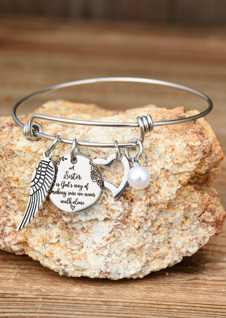 

A Sister Is God's Way Of Making Sure We Never Walk Alone Bracelet, Silver, SCM012196