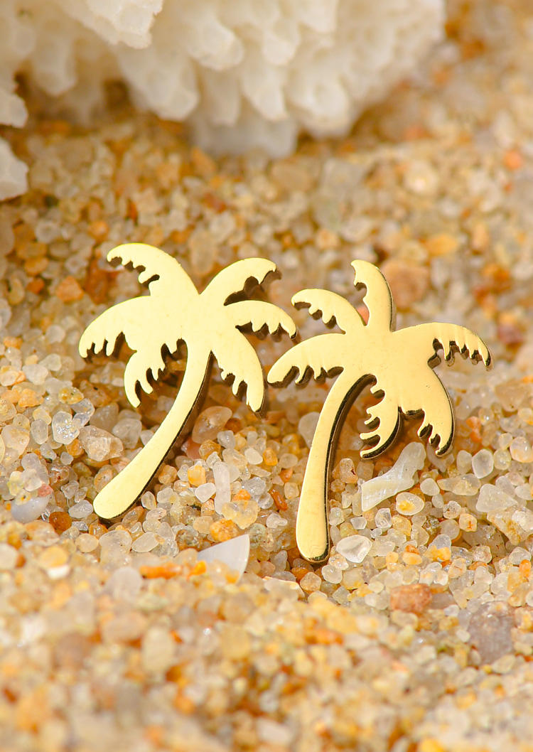 

Coconut Tree Bohemian Alloy Stud Earrings, Gold, SCM012472