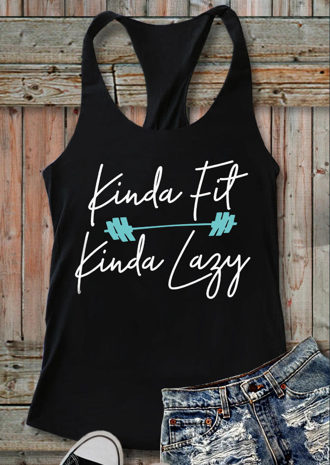 

Kinda Fit Kinda Lazy Racerback Tank - Black, SCM012628