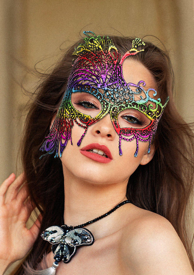 

Colorful Peacock Party Mask, Multicolor, SCM012519