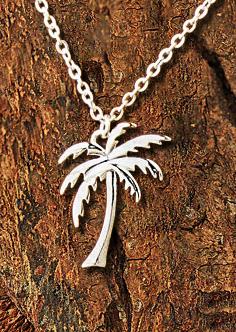 

Coconut Tree Pendant Necklace, Silver, SCM012570