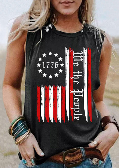 

American Flag Star Striped 1776 We The People Tank - Dark Grey, Gray, 506144