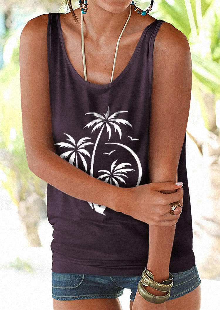 Coconut Tree Tie Tank - Purple