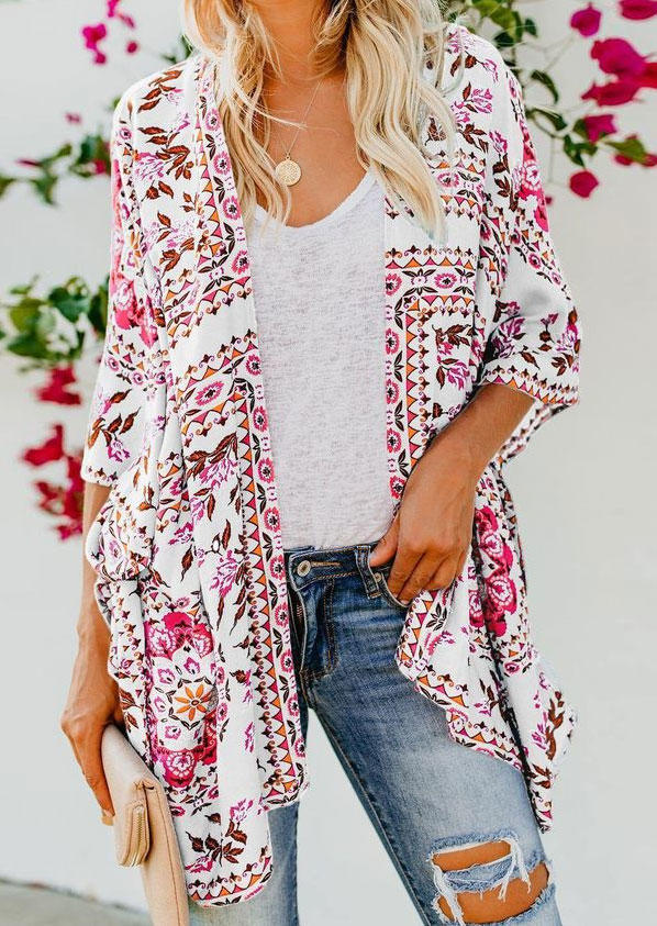 

Floral Open Front Cardigan, Multicolor, SCM011600