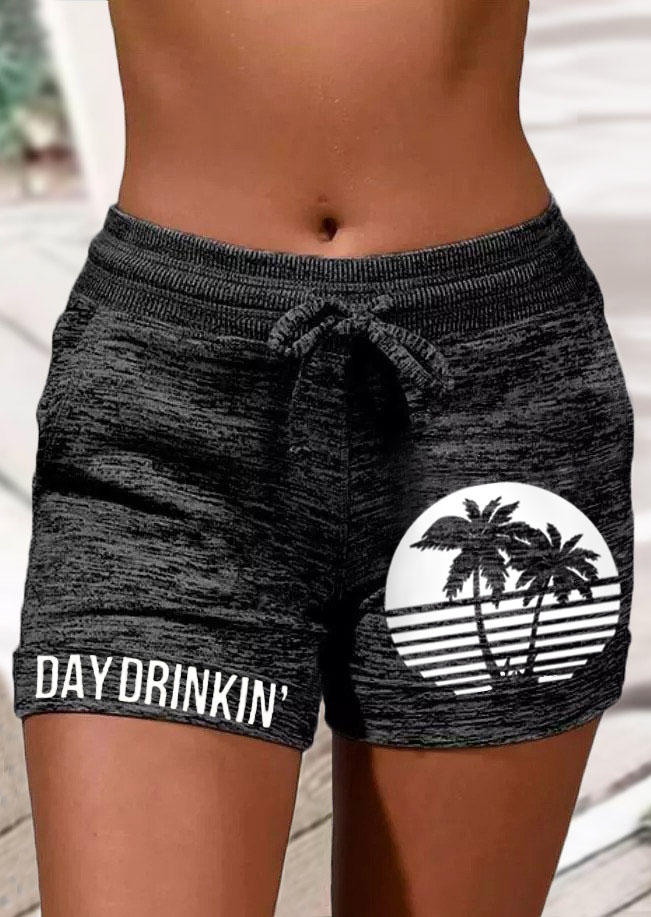 Day Drinkin' Coconut Tree Pocket Shorts - Dark Grey