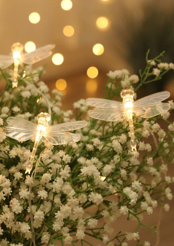 

20Pcs Dragonfly Shaped Bulb String Light, White, SCM012646