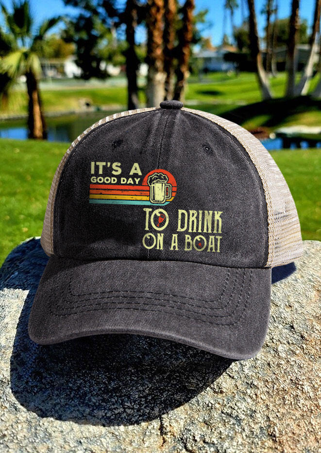 

It's A Good Day To Drink On A Boat Baseball Cap, Black, SCM012813