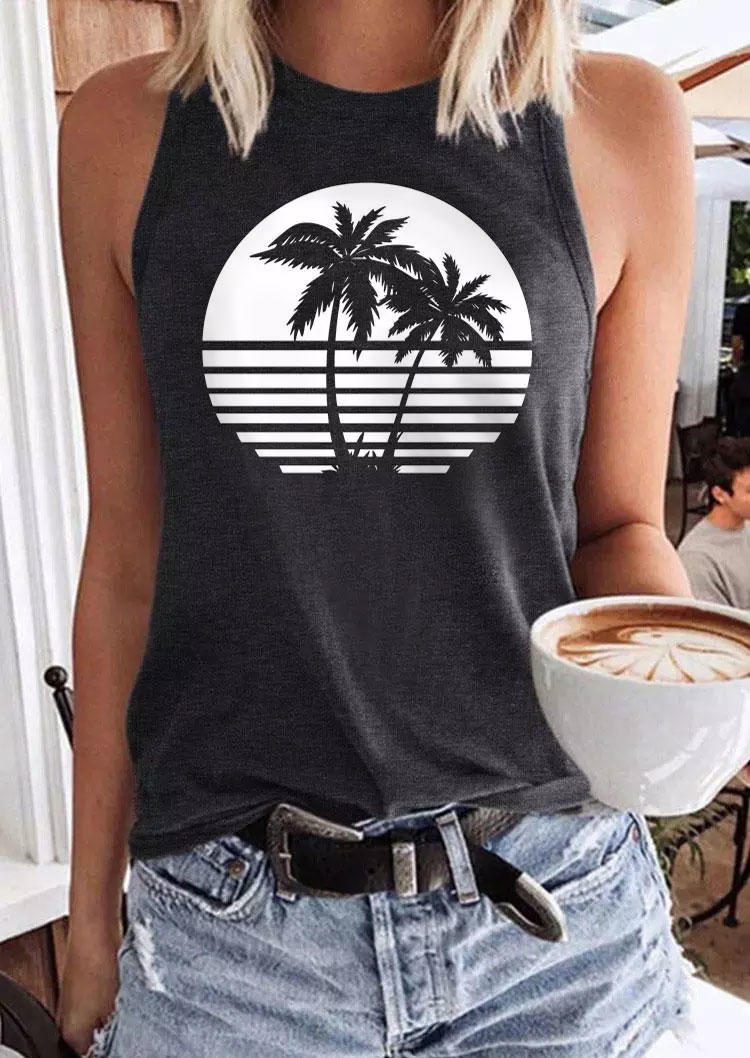 

Coconut Tree O-Neck Tank - Dark Grey, Gray, 537014