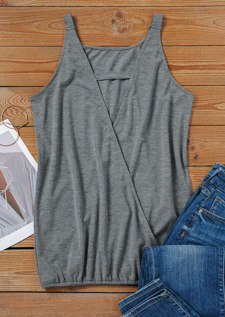 Hollow Out Wrap Sleeveless Camisole - Gray