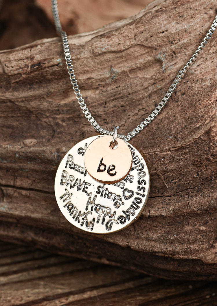 

Be Brave Happy Strong Inspirational Pendant Necklace, Silver, SCM012665