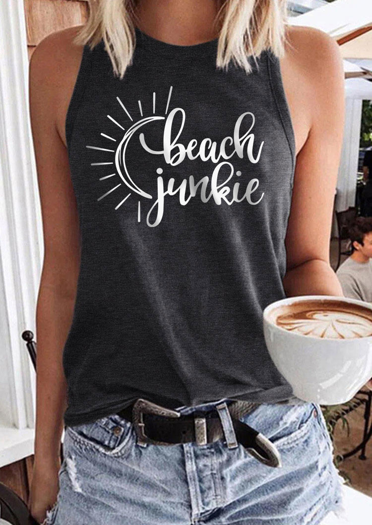 

Beach Junkie O-Neck Tank - Dark Grey, Gray, SCM012850