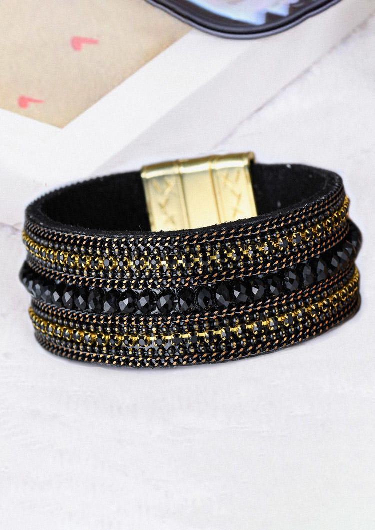 

Beading Magnet Buckle Bracelet, Black, SCM012643