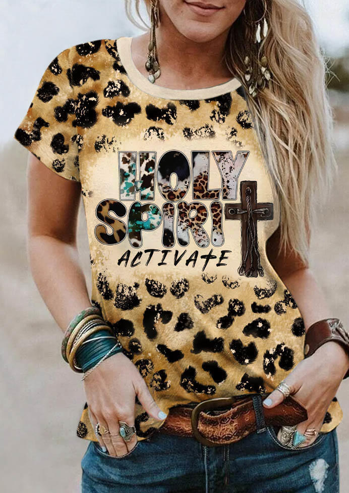Holy Spirit Activate Leopard Bleached T-Shirt Tee