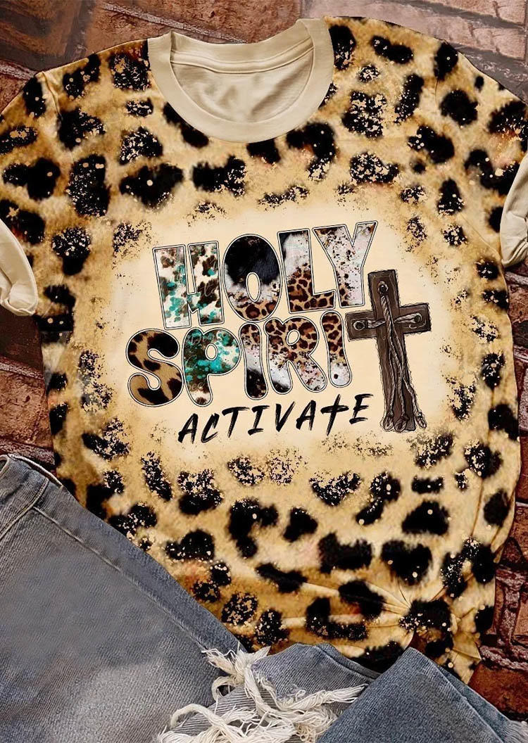 

Holy Spirit Activate Leopard Bleached T-Shirt Tee, Multicolor, SCM012411